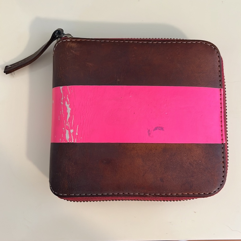 Clare V pink and brown wallet